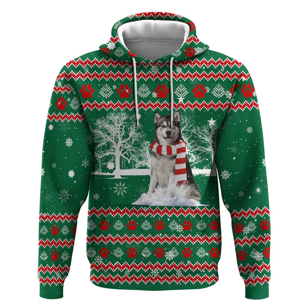 Alaskan Malamute Winter Tree Christmas Zip Hoodie Xmas Holiday Patterns - Wonder Print Shop