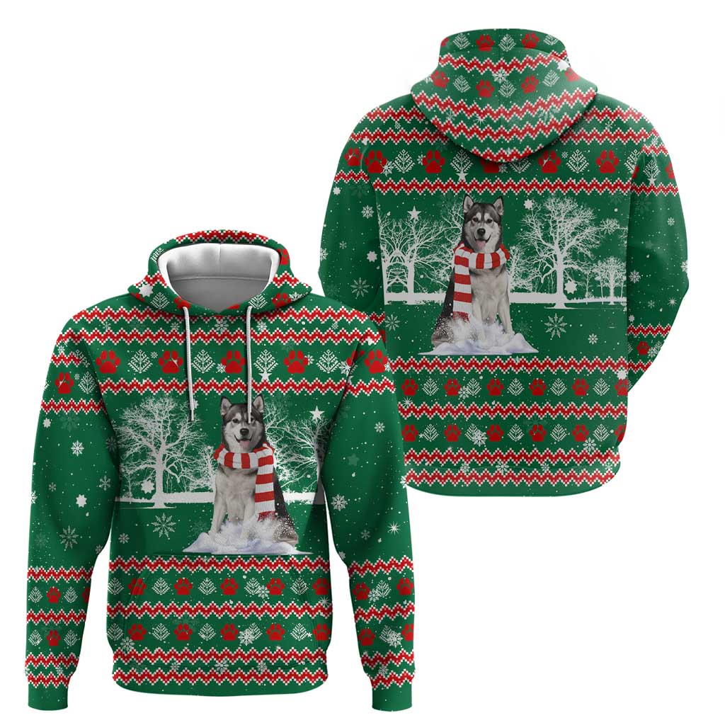 Alaskan Malamute Winter Tree Christmas Zip Hoodie Xmas Holiday Patterns - Wonder Print Shop