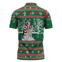 Alaskan Malamute Winter Tree Christmas Zipper Polo Shirt Xmas Holiday Patterns - Wonder Print Shop