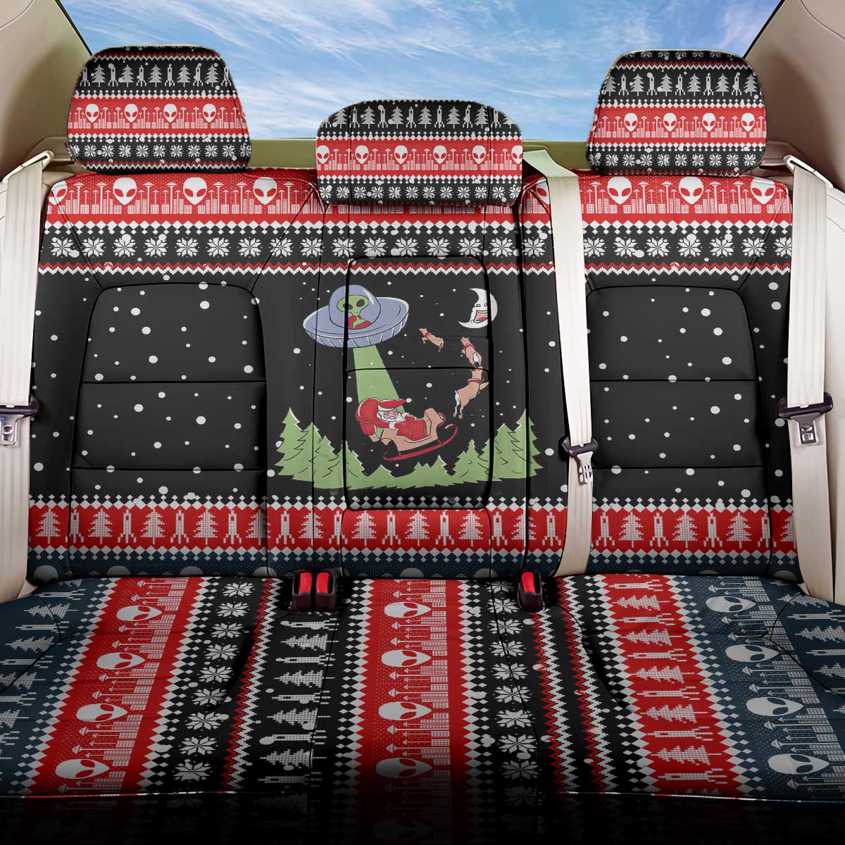 Alien Christmas Back Car Seat Cover Xmas Holiday Patterns - Wonder Print Shop