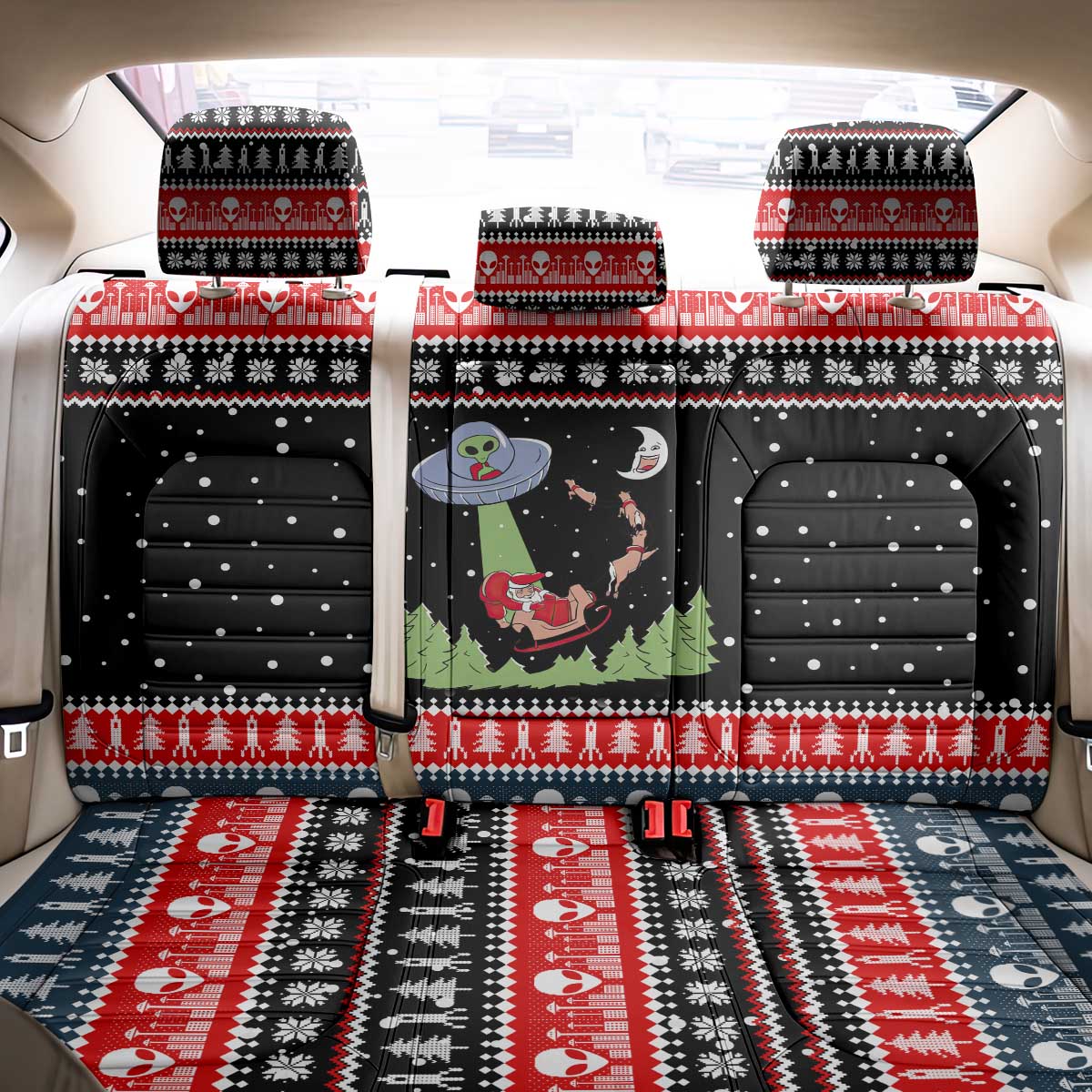 Alien Christmas Back Car Seat Cover Xmas Holiday Patterns - Wonder Print Shop