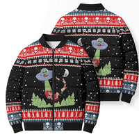 Alien Christmas Bomber Puffer Jacket Xmas Holiday Patterns - Wonder Print Shop