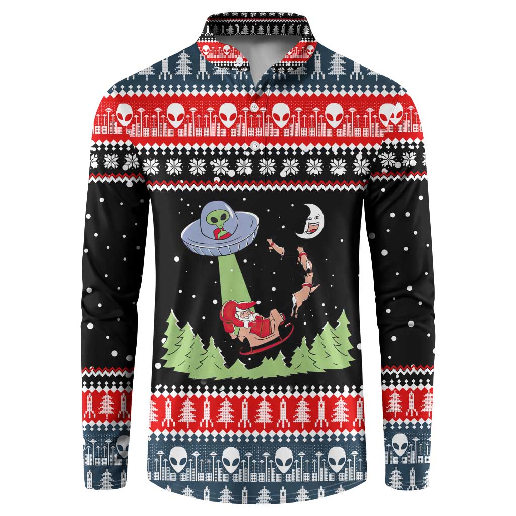 Alien Christmas Button Sweatshirt Xmas Holiday Patterns - Wonder Print Shop
