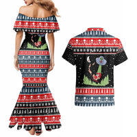 Alien Christmas Couples Matching Mermaid Dress and Hawaiian Shirt Xmas Holiday Patterns - Wonder Print Shop