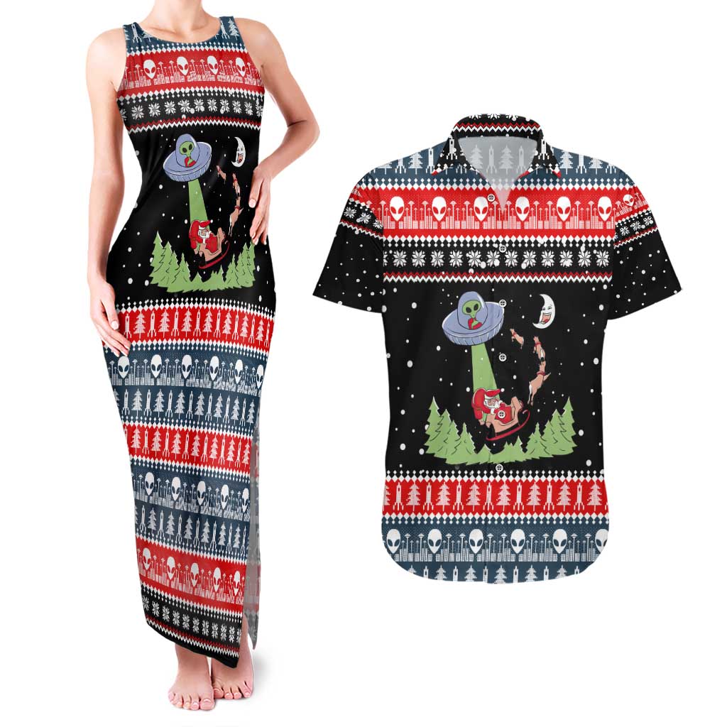 Alien Christmas Couples Matching Tank Maxi Dress and Hawaiian Shirt Xmas Holiday Patterns - Wonder Print Shop