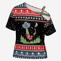 Alien Christmas Cross Shoulder Shirt Xmas Holiday Patterns - Wonder Print Shop