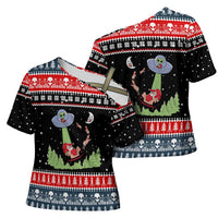 Alien Christmas Cross Shoulder Shirt Xmas Holiday Patterns - Wonder Print Shop
