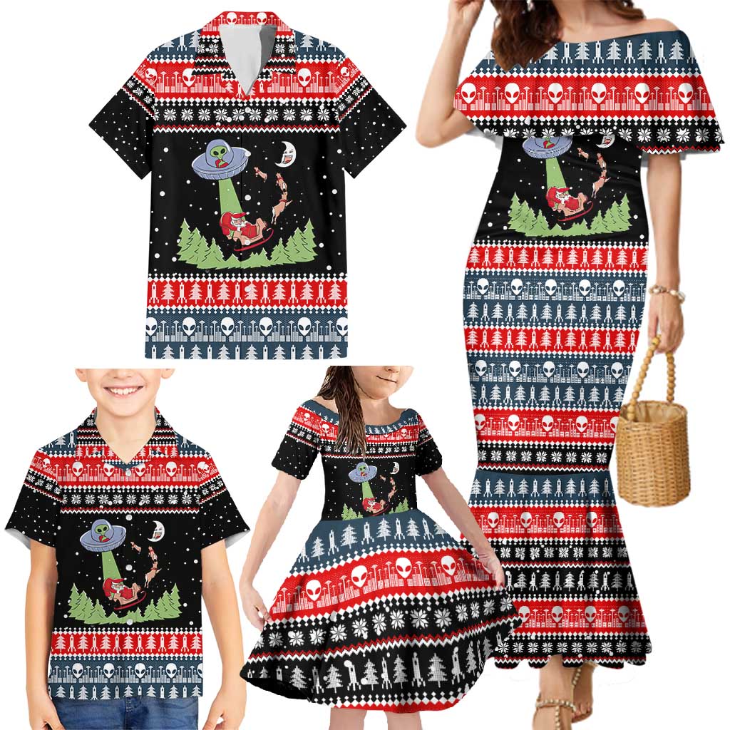 Alien Christmas Family Matching Mermaid Dress and Hawaiian Shirt Xmas Holiday Patterns - Wonder Print Shop
