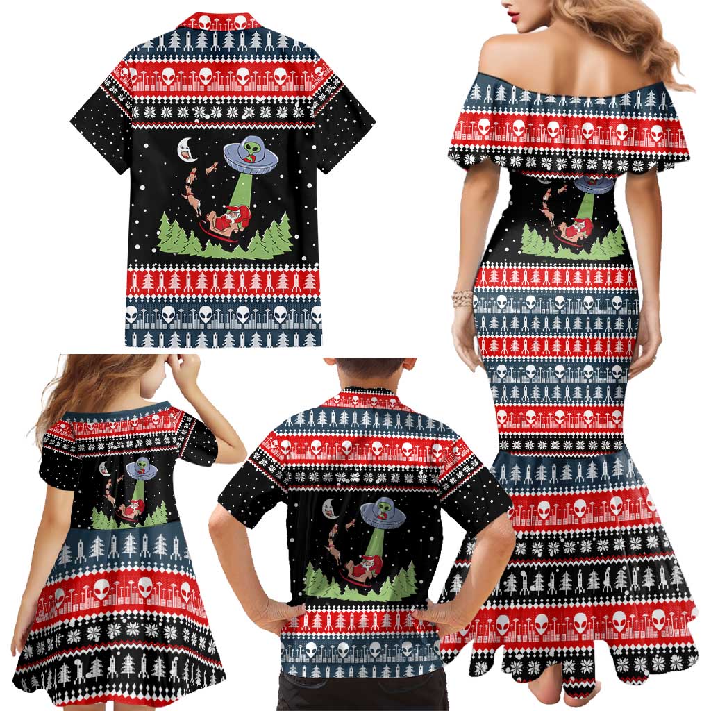 Alien Christmas Family Matching Mermaid Dress and Hawaiian Shirt Xmas Holiday Patterns - Wonder Print Shop