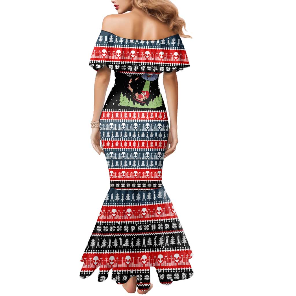 Alien Christmas Family Matching Mermaid Dress and Hawaiian Shirt Xmas Holiday Patterns - Wonder Print Shop