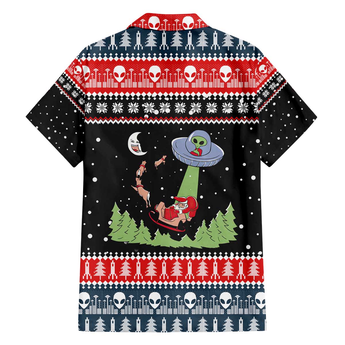 Alien Christmas Family Matching Off The Shoulder Long Sleeve Dress and Hawaiian Shirt Xmas Holiday Patterns - Wonder Print Shop