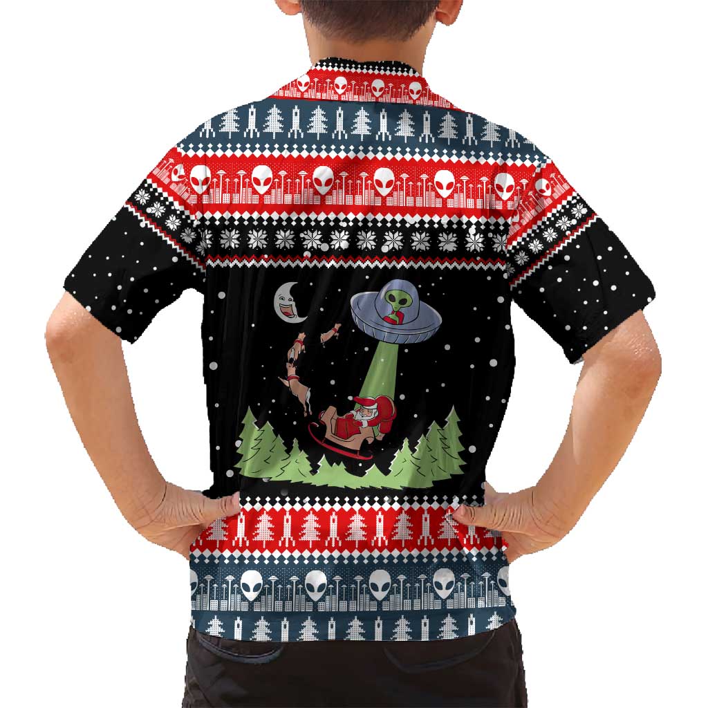 Alien Christmas Family Matching Off Shoulder Short Dress and Hawaiian Shirt Xmas Holiday Patterns - Wonder Print Shop