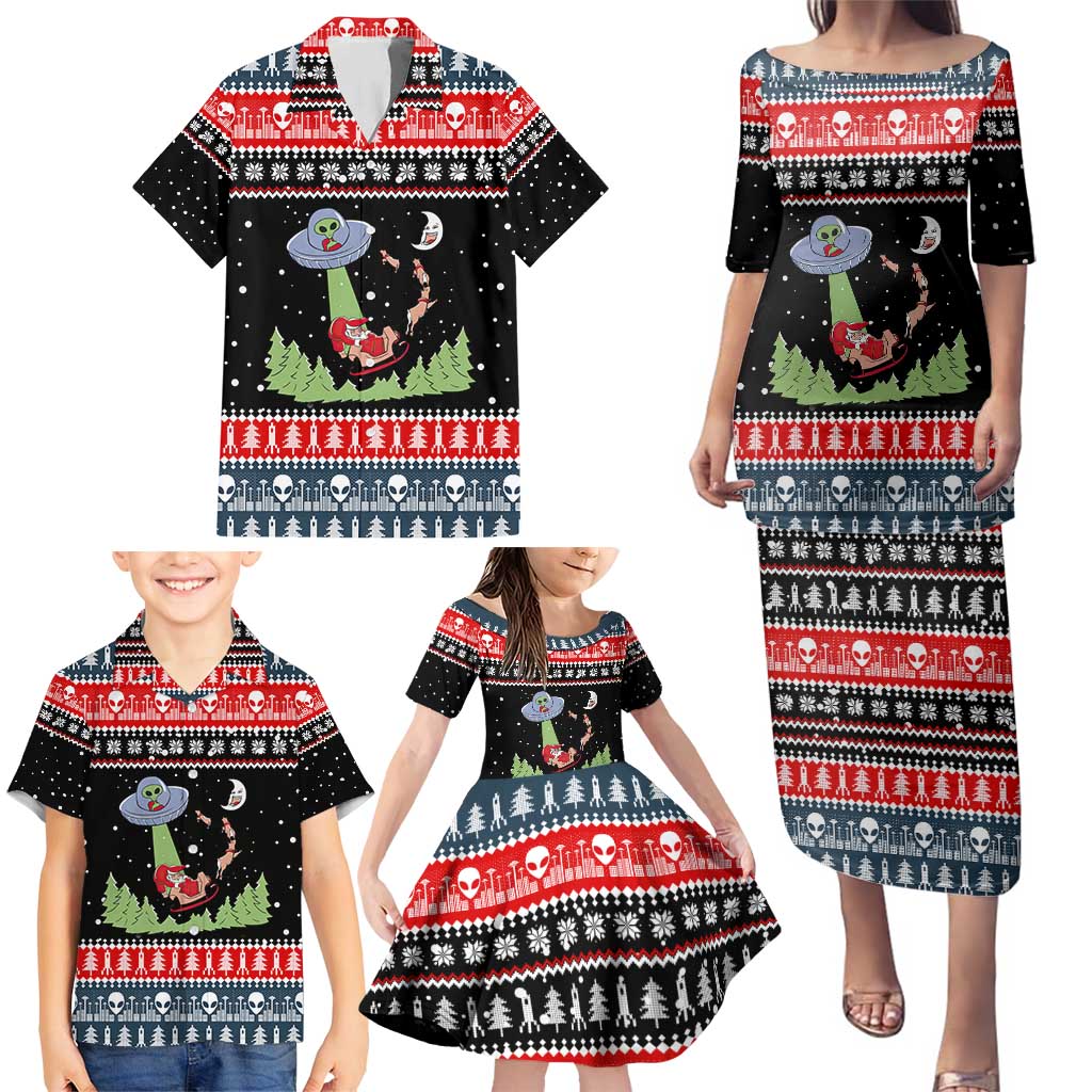 Alien Christmas Family Matching Puletasi and Hawaiian Shirt Xmas Holiday Patterns - Wonder Print Shop