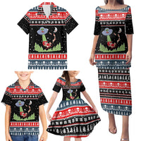 Alien Christmas Family Matching Puletasi and Hawaiian Shirt Xmas Holiday Patterns - Wonder Print Shop