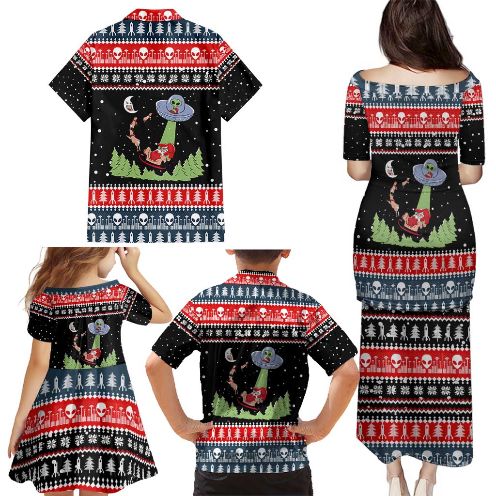 Alien Christmas Family Matching Puletasi and Hawaiian Shirt Xmas Holiday Patterns - Wonder Print Shop