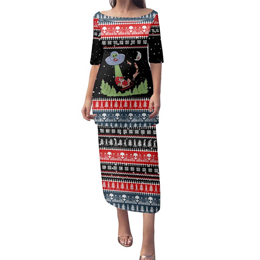 Alien Christmas Family Matching Puletasi and Hawaiian Shirt Xmas Holiday Patterns - Wonder Print Shop