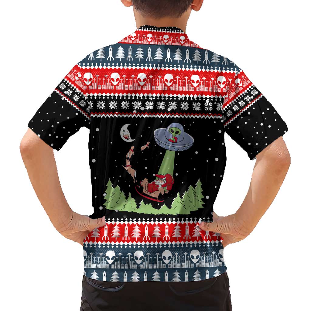 Alien Christmas Family Matching Short Sleeve Bodycon Dress and Hawaiian Shirt Xmas Holiday Patterns - Wonder Print Shop