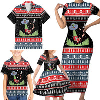 Alien Christmas Family Matching Short Sleeve Bodycon Dress and Hawaiian Shirt Xmas Holiday Patterns - Wonder Print Shop