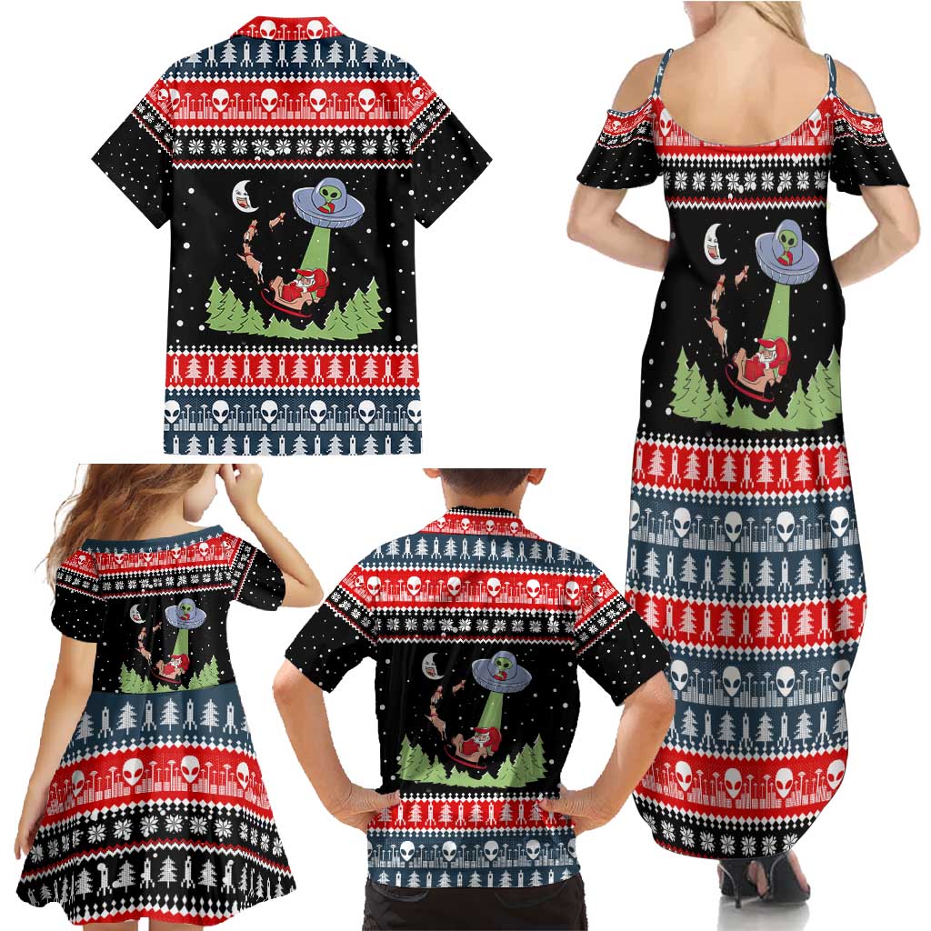 Alien Christmas Family Matching Summer Maxi Dress and Hawaiian Shirt Xmas Holiday Patterns - Wonder Print Shop