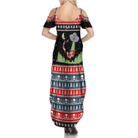 Alien Christmas Family Matching Summer Maxi Dress and Hawaiian Shirt Xmas Holiday Patterns - Wonder Print Shop