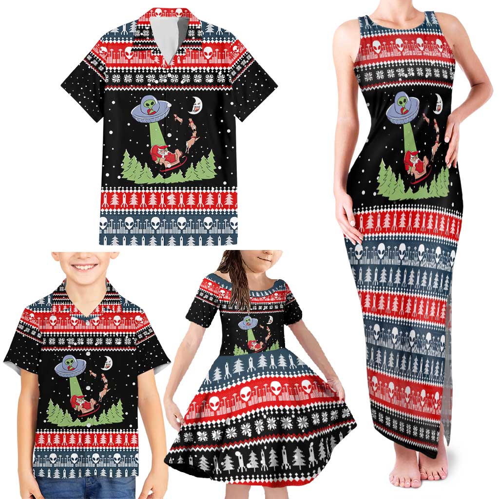 Alien Christmas Family Matching Tank Maxi Dress and Hawaiian Shirt Xmas Holiday Patterns - Wonder Print Shop