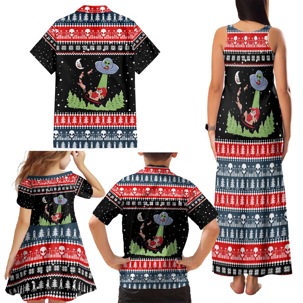 Alien Christmas Family Matching Tank Maxi Dress and Hawaiian Shirt Xmas Holiday Patterns - Wonder Print Shop