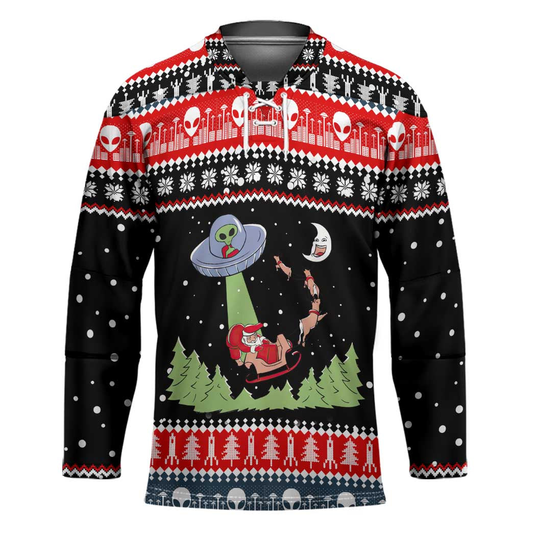 Alien Christmas Hockey Jersey Xmas Holiday Patterns - Wonder Print Shop
