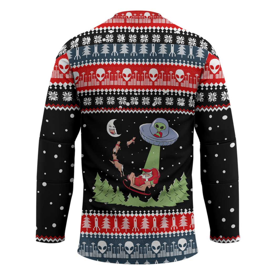 Alien Christmas Hockey Jersey Xmas Holiday Patterns - Wonder Print Shop