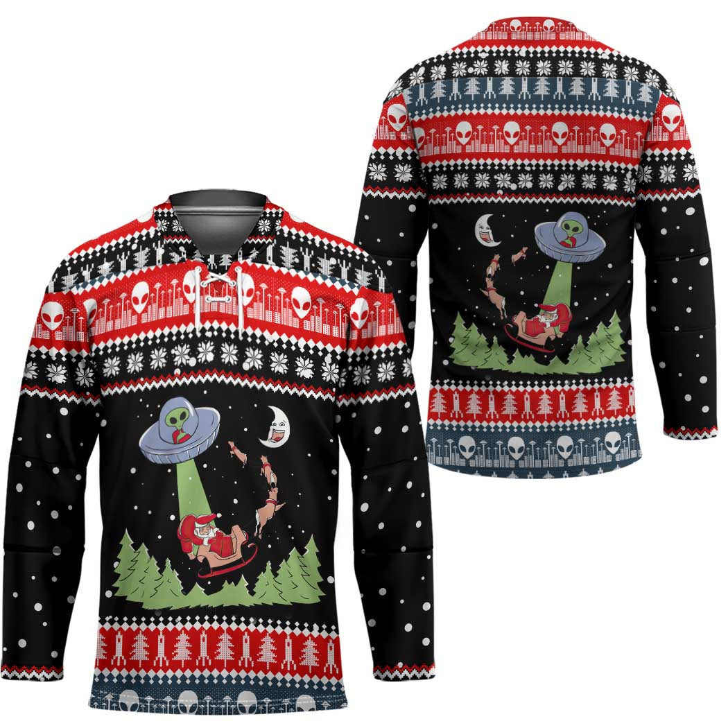 Alien Christmas Hockey Jersey Xmas Holiday Patterns - Wonder Print Shop