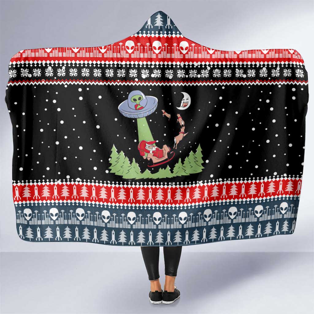 Alien Christmas Hooded Blanket Xmas Holiday Patterns - Wonder Print Shop