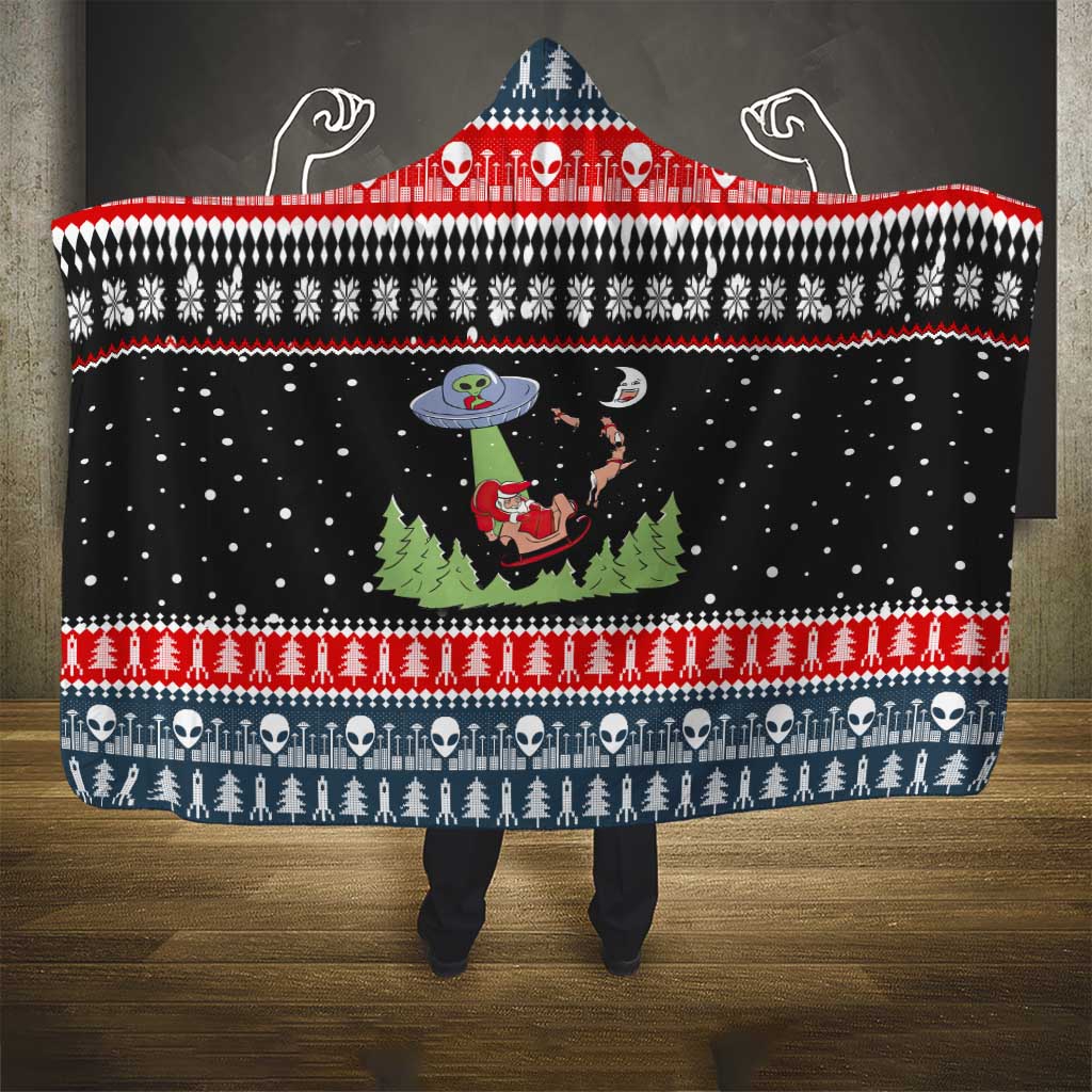Alien Christmas Hooded Blanket Xmas Holiday Patterns - Wonder Print Shop