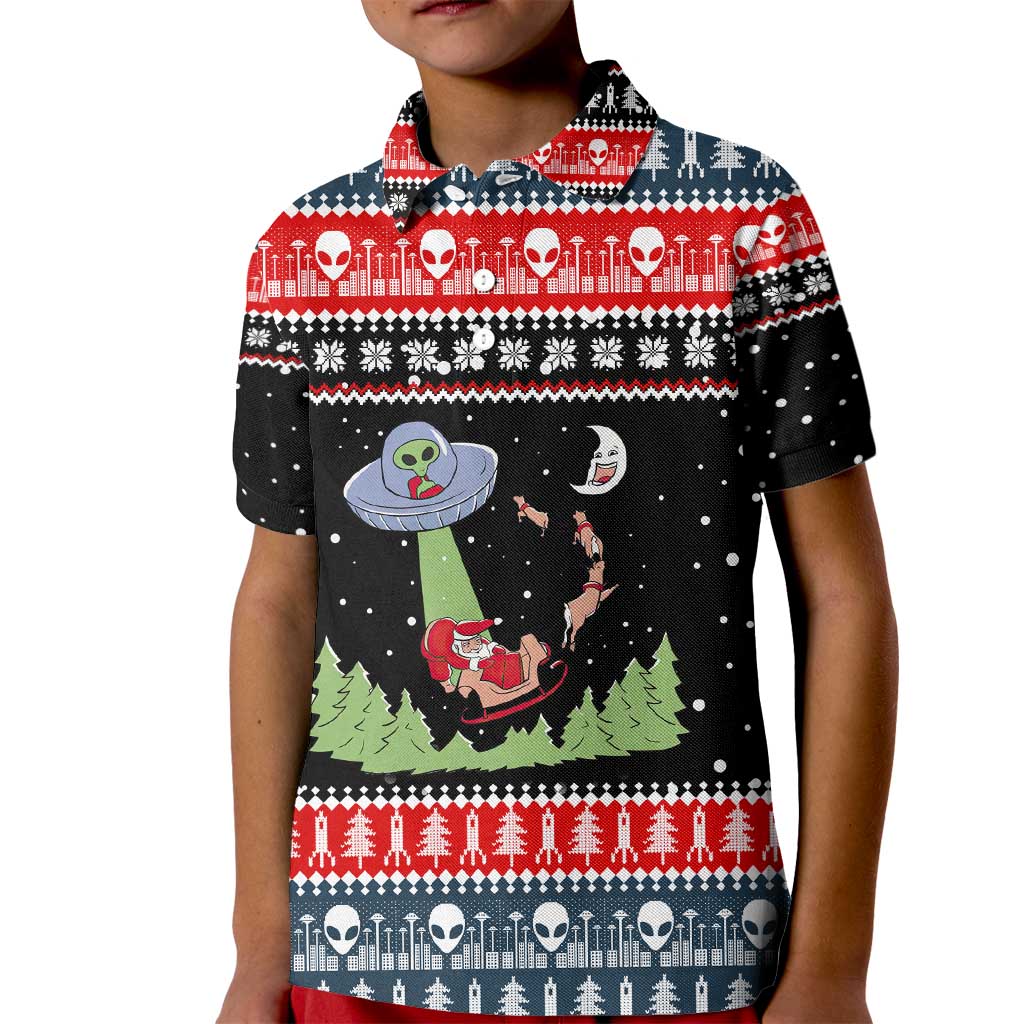 Alien Christmas Kid Polo Shirt Xmas Holiday Patterns - Wonder Print Shop