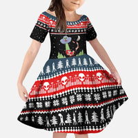 Alien Christmas Kid Short Sleeve Dress Xmas Holiday Patterns - Wonder Print Shop