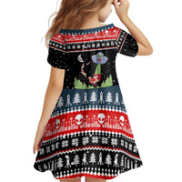 Alien Christmas Kid Short Sleeve Dress Xmas Holiday Patterns - Wonder Print Shop