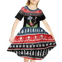 Alien Christmas Kid Short Sleeve Dress Xmas Holiday Patterns - Wonder Print Shop
