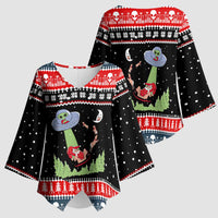 Alien Christmas Kimono Sleeve Blouse Xmas Holiday Patterns - Wonder Print Shop