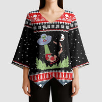 Alien Christmas Kimono Sleeve Blouse Xmas Holiday Patterns - Wonder Print Shop
