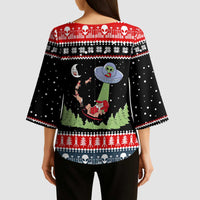 Alien Christmas Kimono Sleeve Blouse Xmas Holiday Patterns - Wonder Print Shop