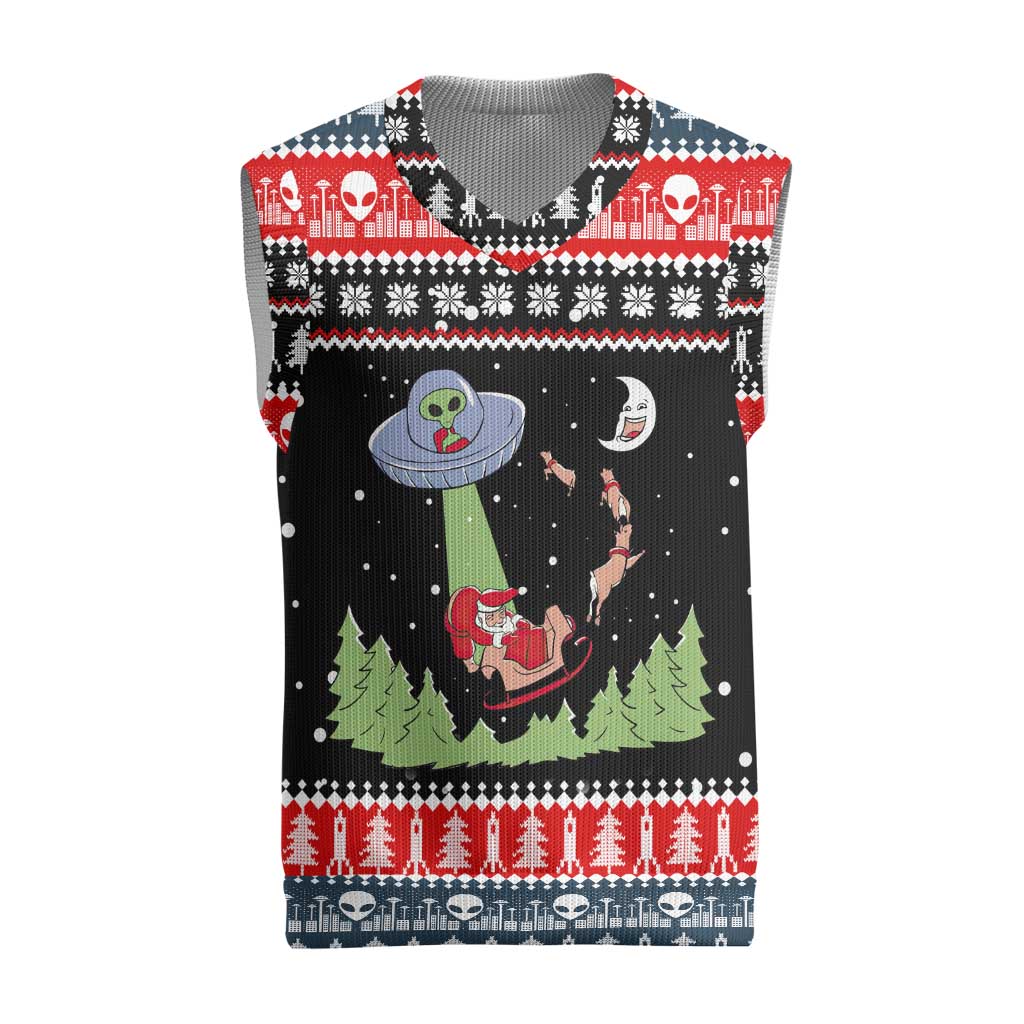 Alien Christmas Knitted V-Neck Vest Xmas Holiday Patterns - Wonder Print Shop