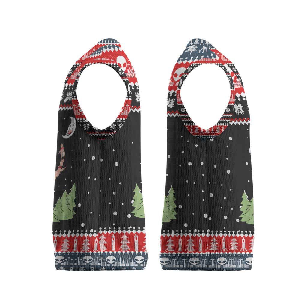 Alien Christmas Knitted V-Neck Vest Xmas Holiday Patterns - Wonder Print Shop