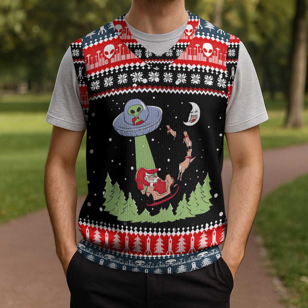 Alien Christmas Knitted V-Neck Vest Xmas Holiday Patterns - Wonder Print Shop