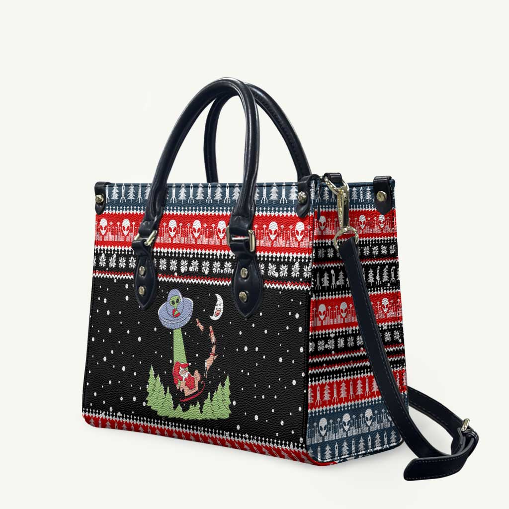 Alien Christmas Leather Bag Xmas Holiday Patterns - Wonder Print Shop