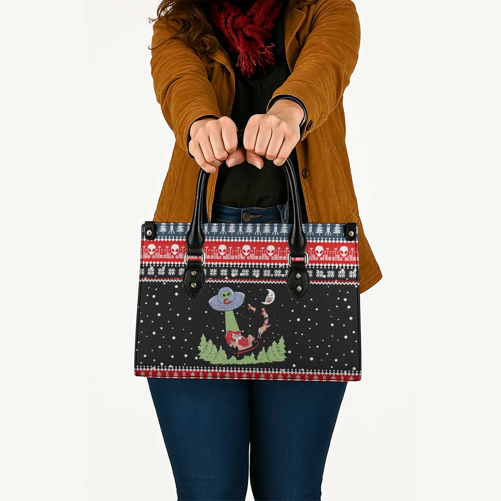 Alien Christmas Leather Bag Xmas Holiday Patterns - Wonder Print Shop