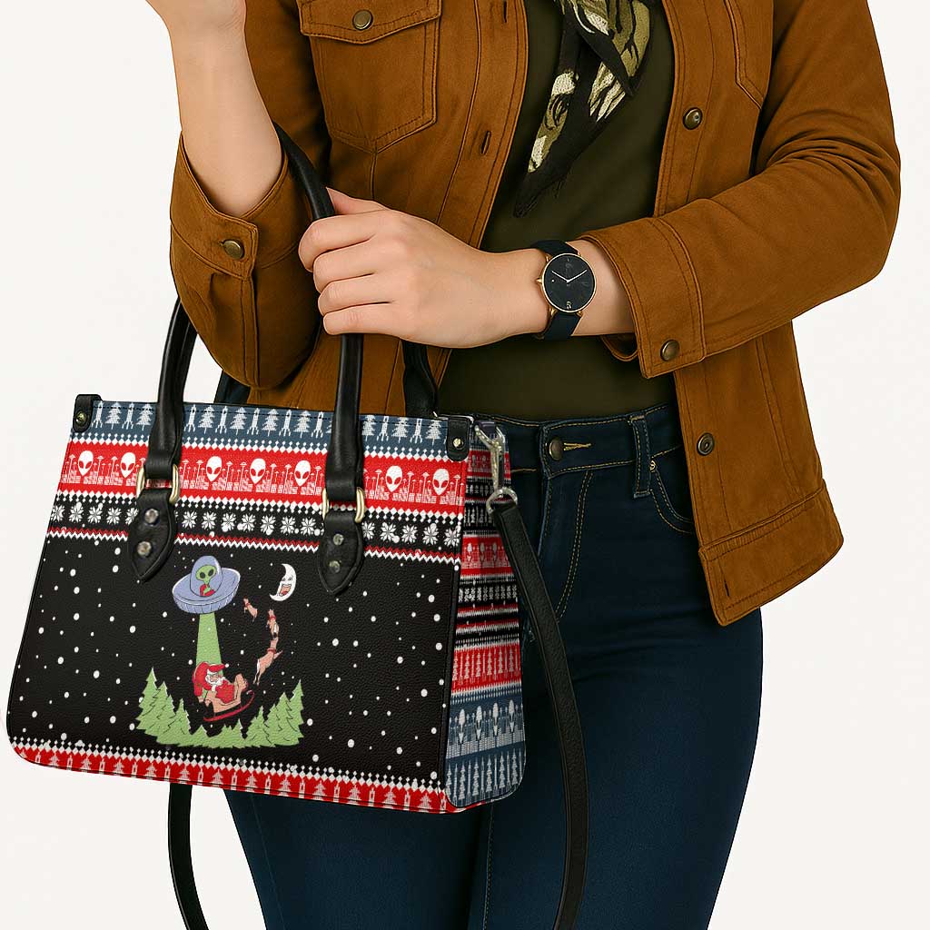 Alien Christmas Leather Bag Xmas Holiday Patterns - Wonder Print Shop