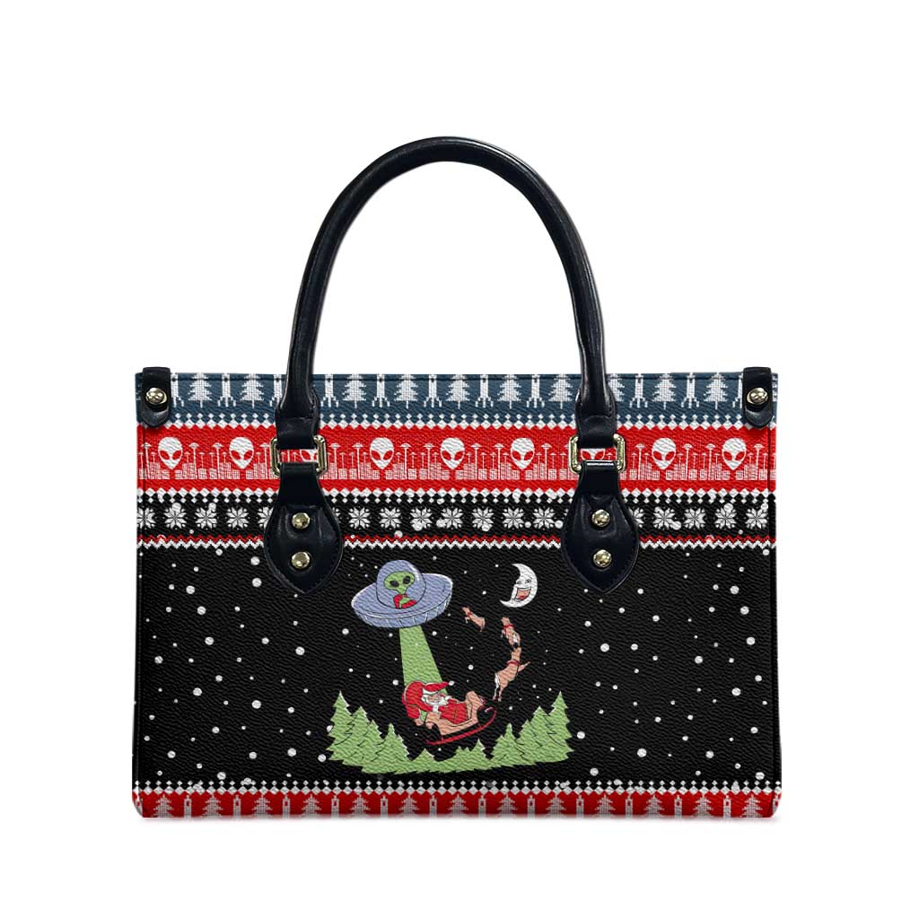 Alien Christmas Leather Bag Xmas Holiday Patterns - Wonder Print Shop