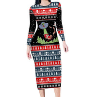 Alien Christmas Long Sleeve Bodycon Dress Xmas Holiday Patterns - Wonder Print Shop