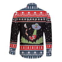 Alien Christmas Long Sleeve Button Shirt Xmas Holiday Patterns - Wonder Print Shop