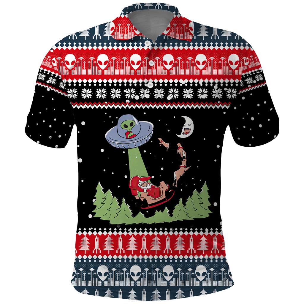 Alien Christmas Polo Shirt Xmas Holiday Patterns - Wonder Print Shop