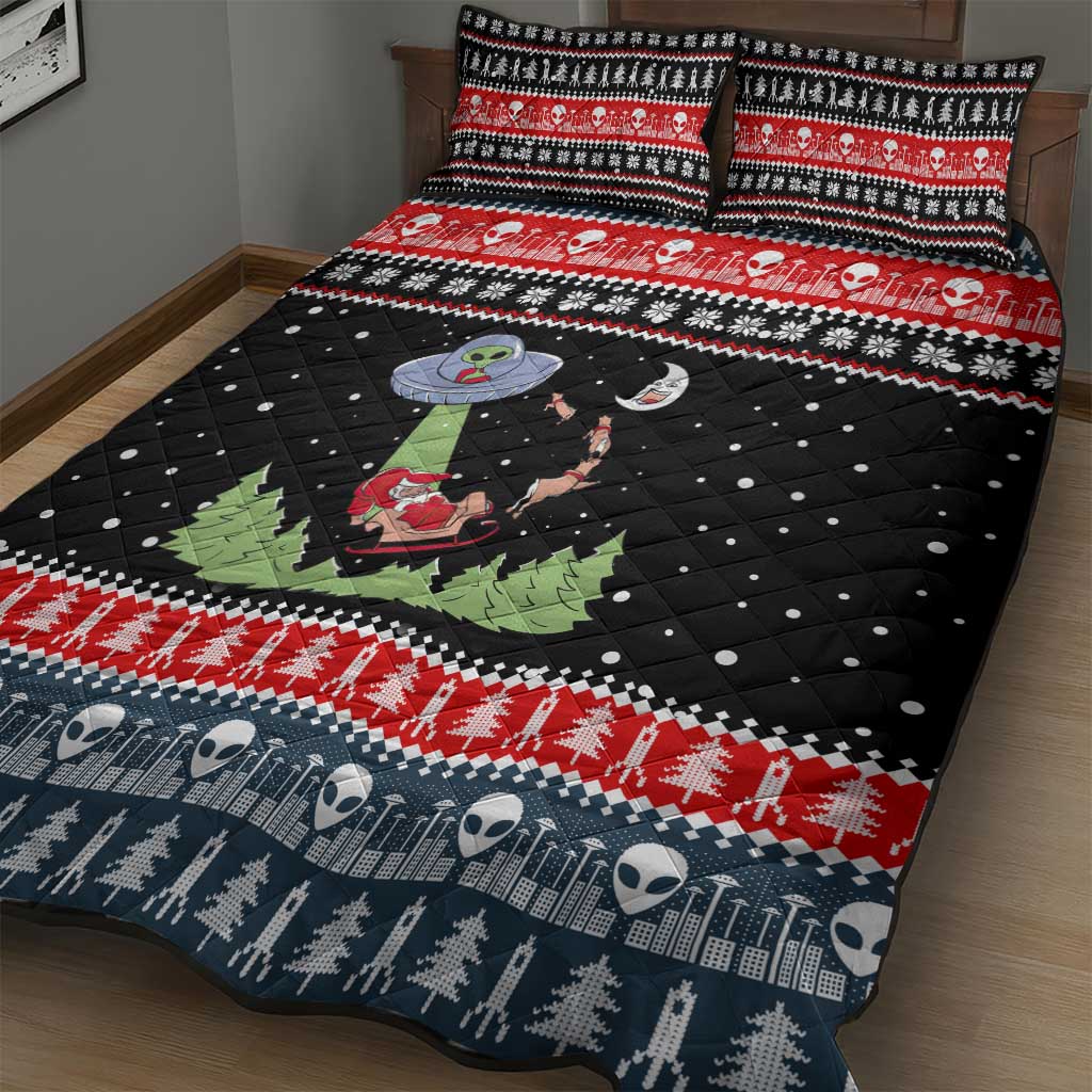 Alien Christmas Quilt Bed Set Xmas Holiday Patterns - Wonder Print Shop