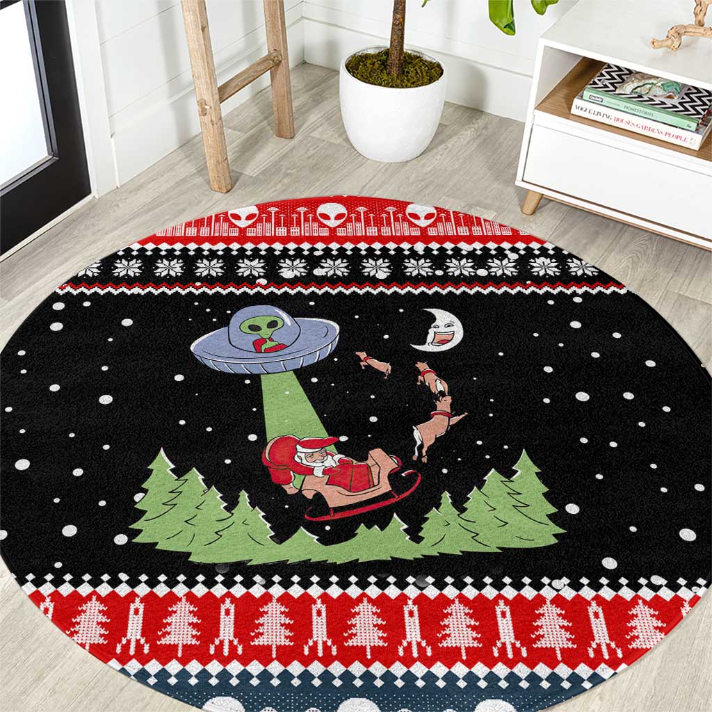 Alien Christmas Round Carpet Xmas Holiday Patterns - Wonder Print Shop